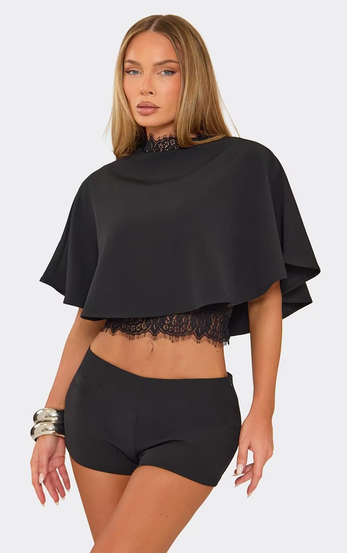 EGO Low Waist Mini Shorts In Black, Women's Size UK 8