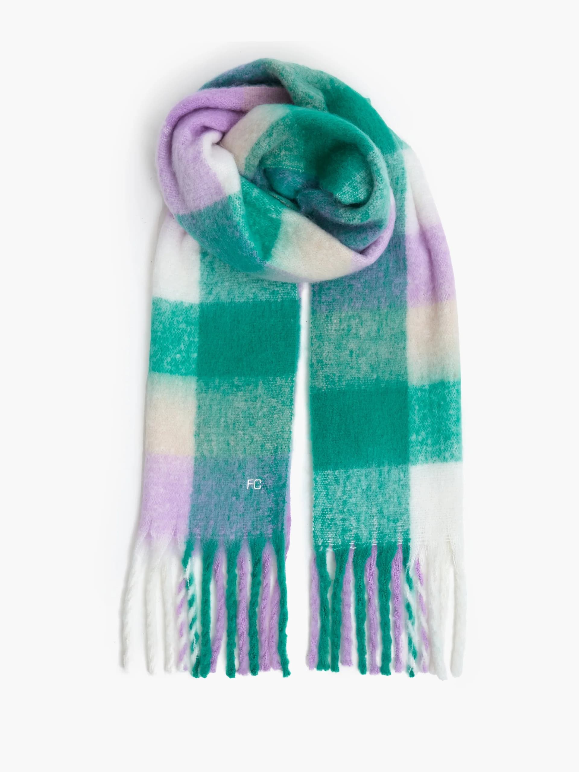 French Connection French Connection Fluffy Check Scarf Multi Green