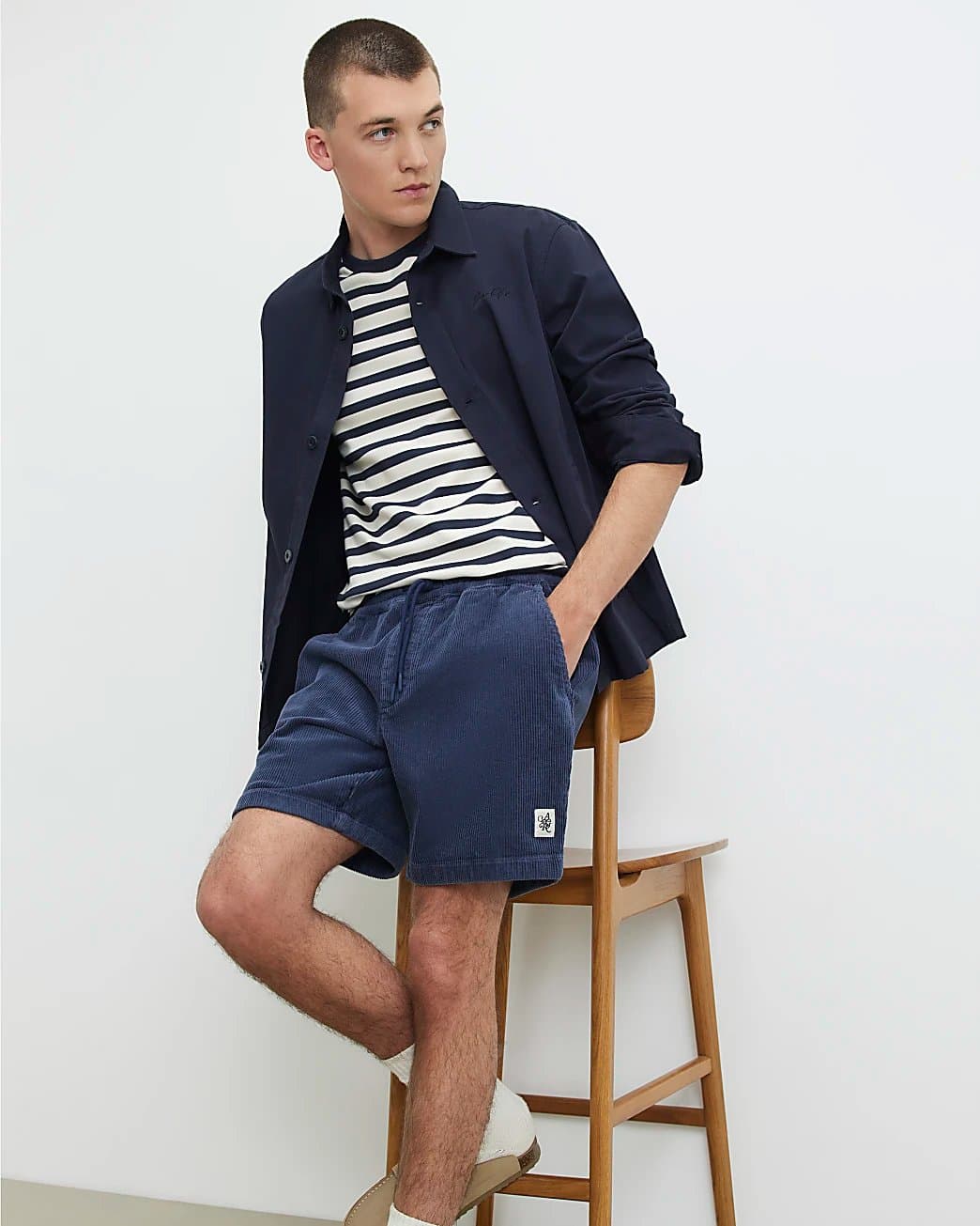 River Island Mens River Island Blue Regular Fit Corduroy Shorts