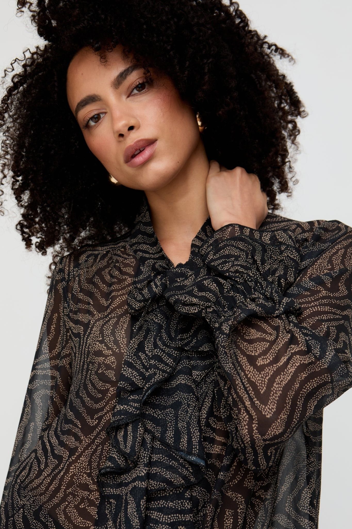 Lily and Lionel Lily and Lionel Women's Zendaya Ruffle Detail Zebra Print Shirt In Black - 3