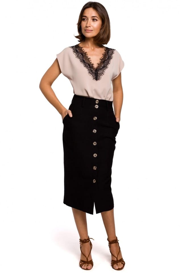 Love Lace Love Lace Women's Lace Trim Sleeveless Smooth Blouse in Beige - 2