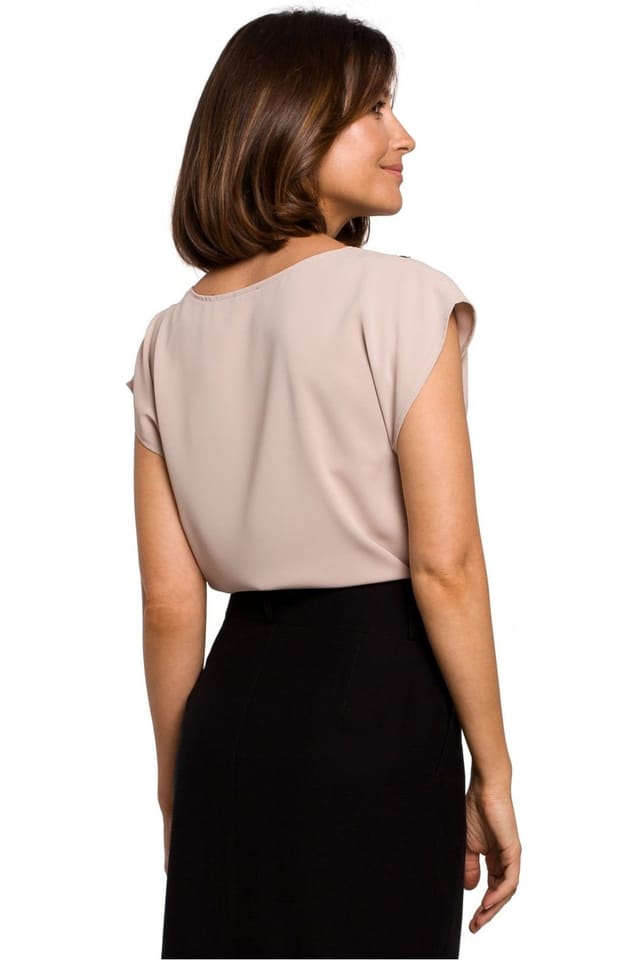 Love Lace Love Lace Women's Lace Trim Sleeveless Smooth Blouse in Beige - 3