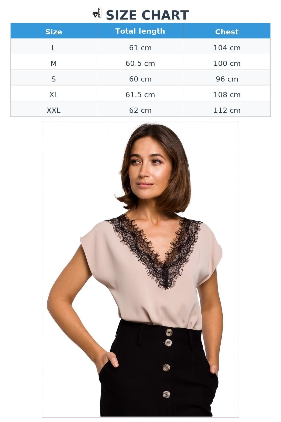 Love Lace Love Lace Women's Lace Trim Sleeveless Smooth Blouse in Beige - 4