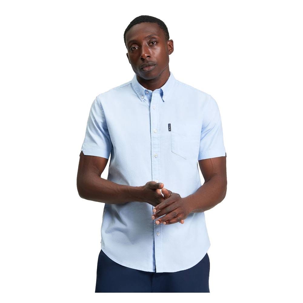 Ben Sherman Ben Sherman Men's Signature Oxford Short-Sleeved Shirt in Baby Blue - 4