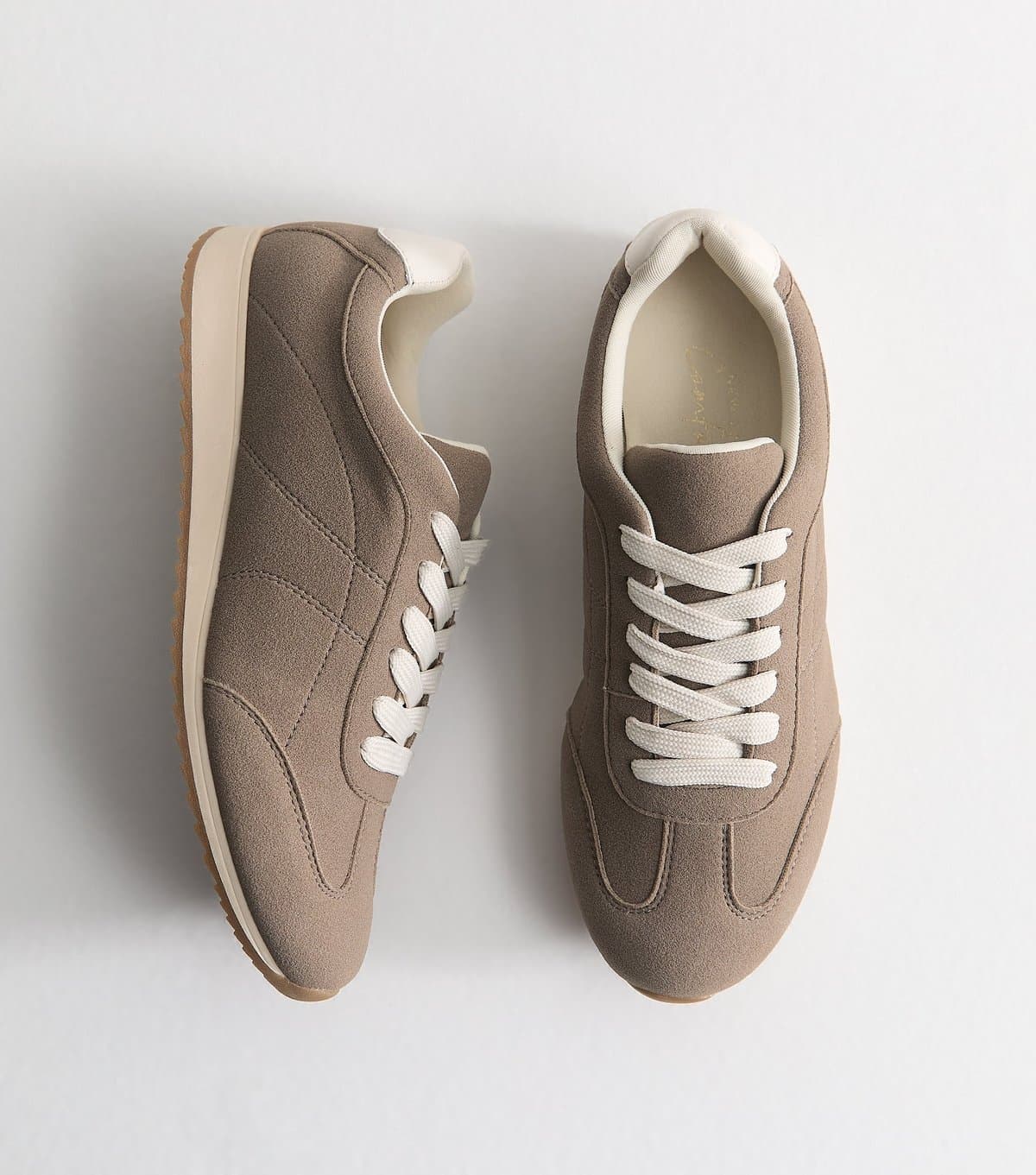 New Look New Look Grey Faux Suede Lace Up Trainers Vegan
