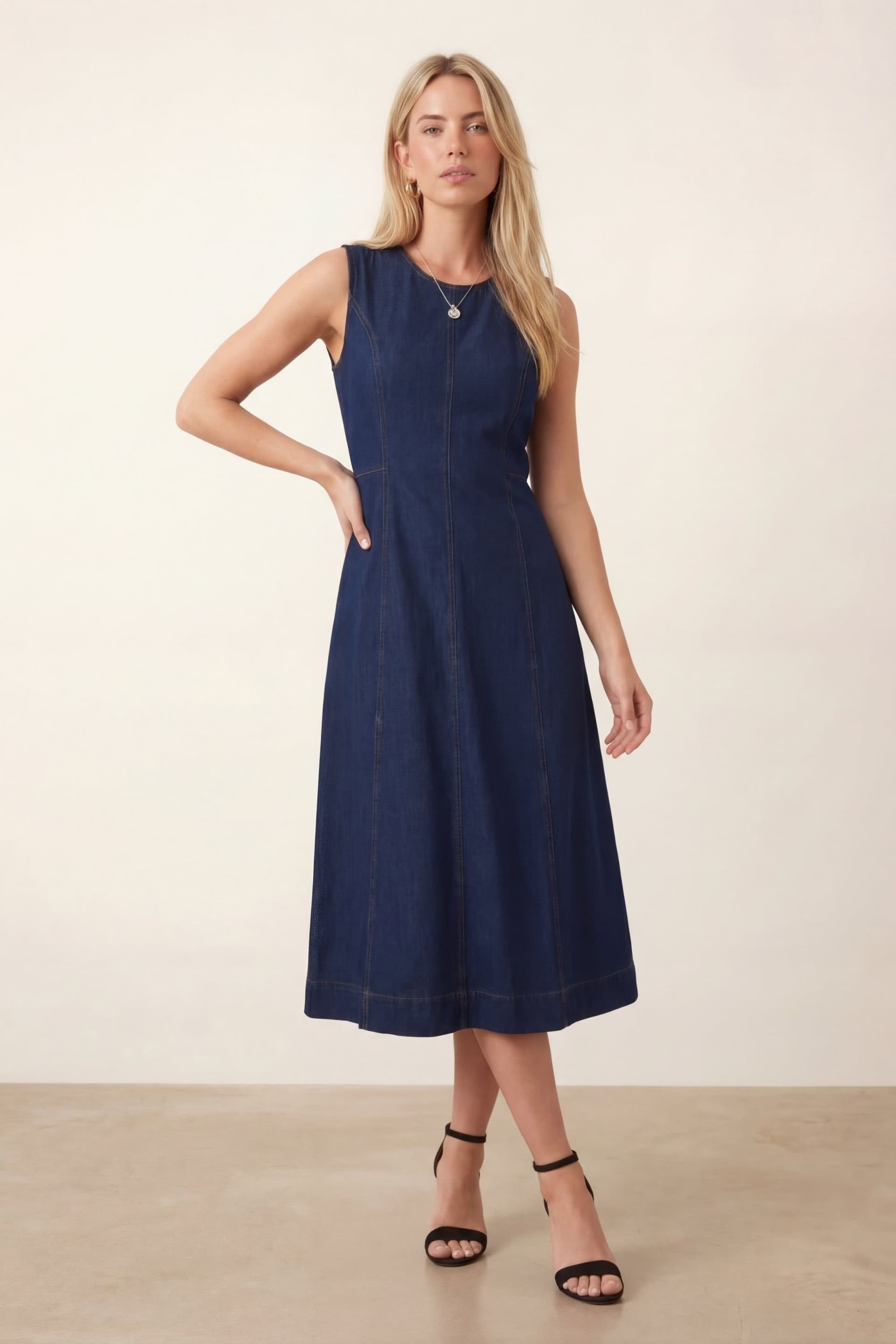 Style Cheat Style Cheat Women's Blue Denim Midi Dress