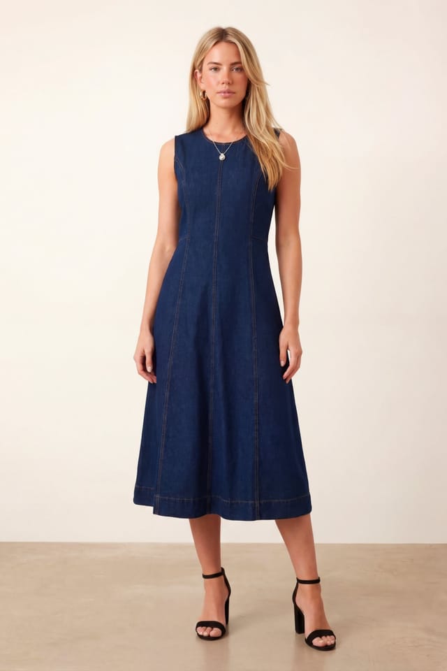 Style Cheat Style Cheat Women's Blue Denim Midi Dress - 3