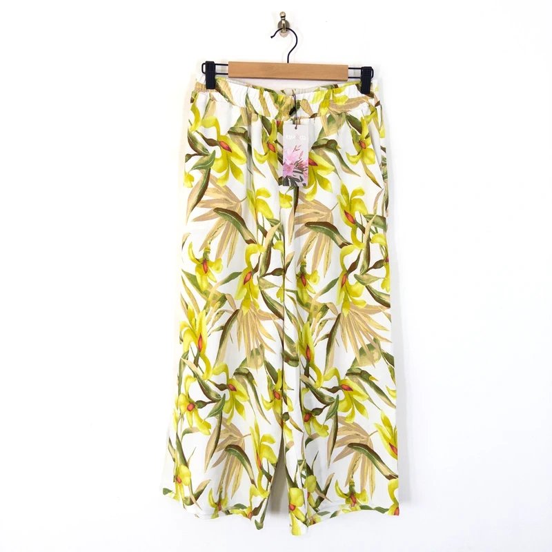 Kim & Co. Kim & Co Breezy Summer Wide Leg Ankle Trousers Size XS 8 NEW Floral Crop - 1