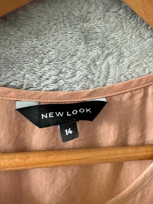New Look New Look Blush pink Satin Blouse – Size 14 | Soft Floaty Top | Minimal Chic