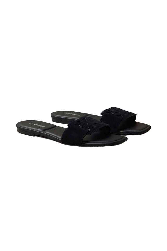 Calvin Klein Calvin Klein Women's Square Flat Sandal Embl Suede Triple Black - 2