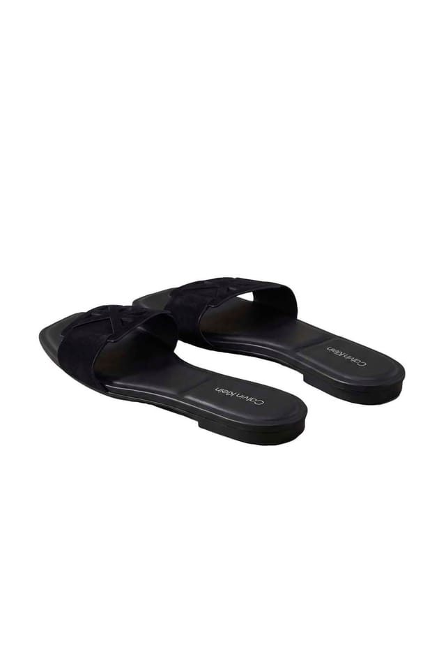 Calvin Klein Calvin Klein Women's Square Flat Sandal Embl Suede Triple Black - 3
