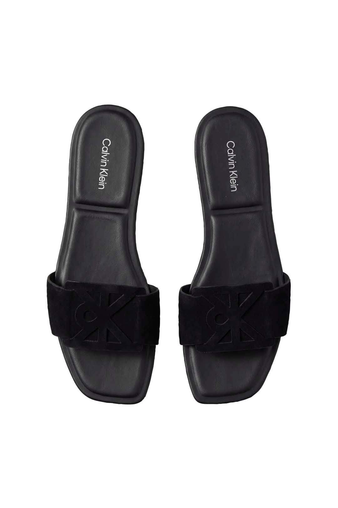 Calvin Klein Calvin Klein Women's Square Flat Sandal Embl Suede Triple Black - 4