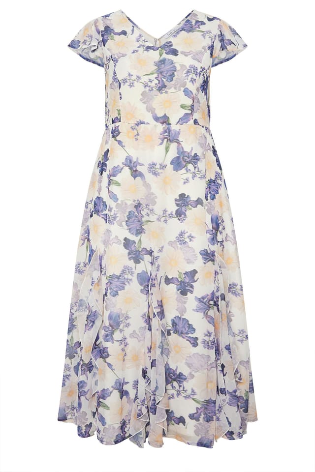 Yours Yours Women's Floral Ruffle Godet Hem Maxi Dress - 2