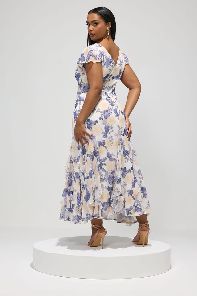 Yours Yours Women's Floral Ruffle Godet Hem Maxi Dress - 3