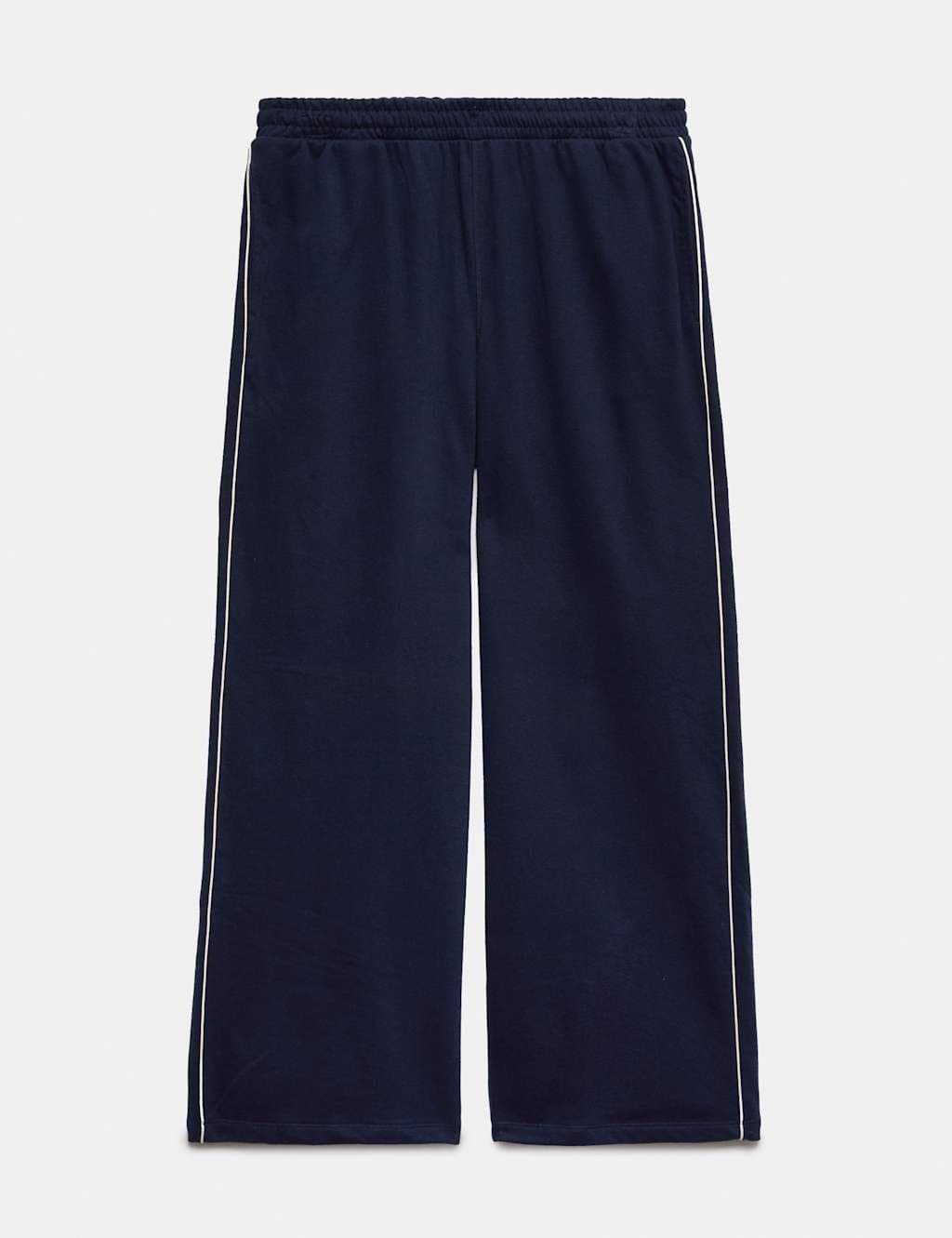 Marks & Spencer M&S Navy Cotton-Rich Loopback Wide Leg Joggers
