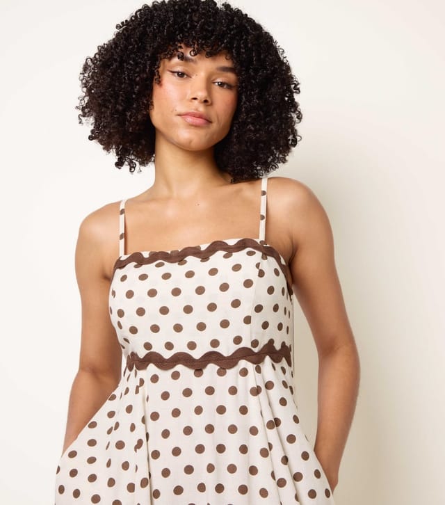 Blue Vanilla Women's Cream Polka Dot Midi Dress Blue Vanilla New Look - 2