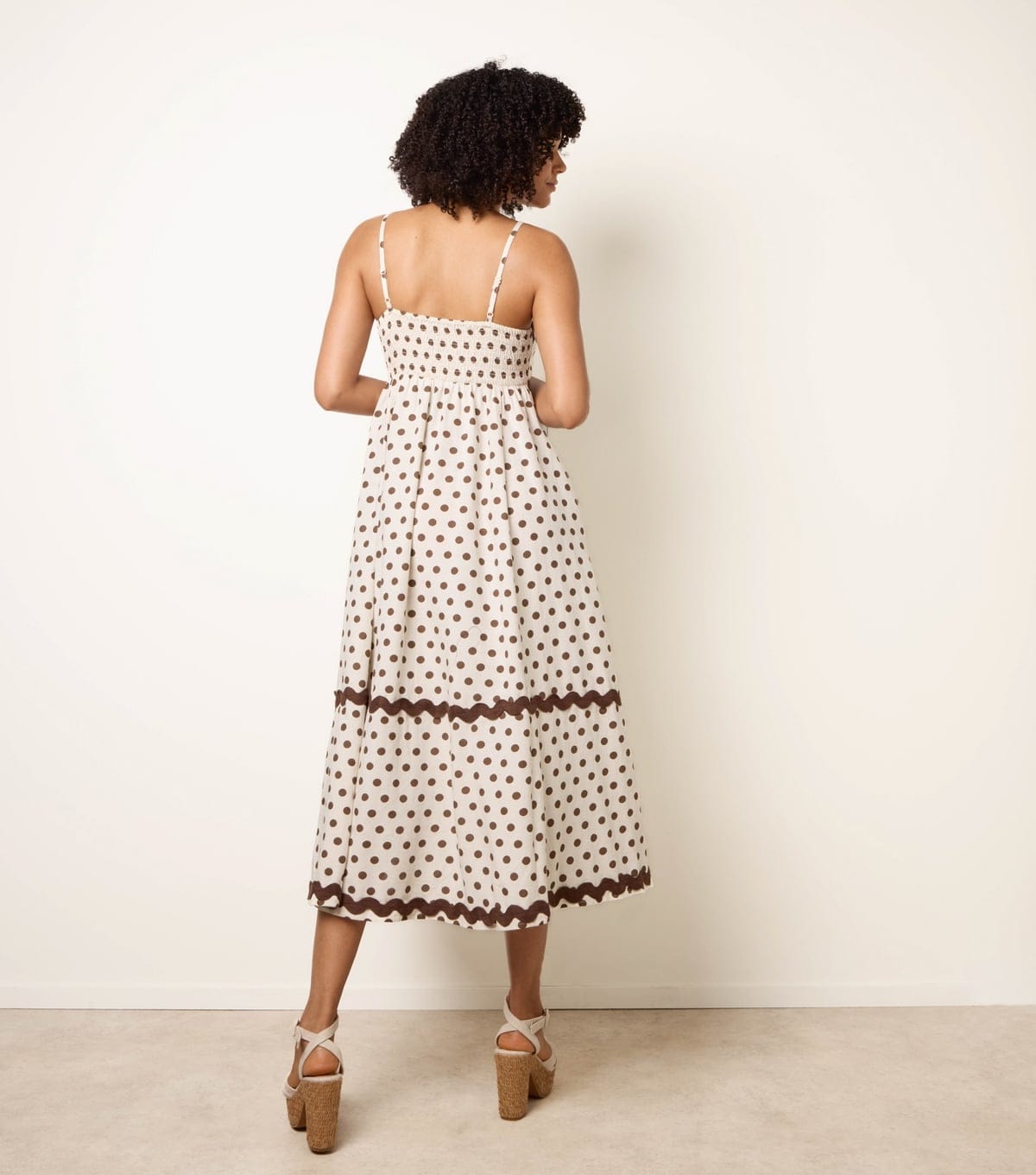 Blue Vanilla Women's Cream Polka Dot Midi Dress Blue Vanilla New Look - 4