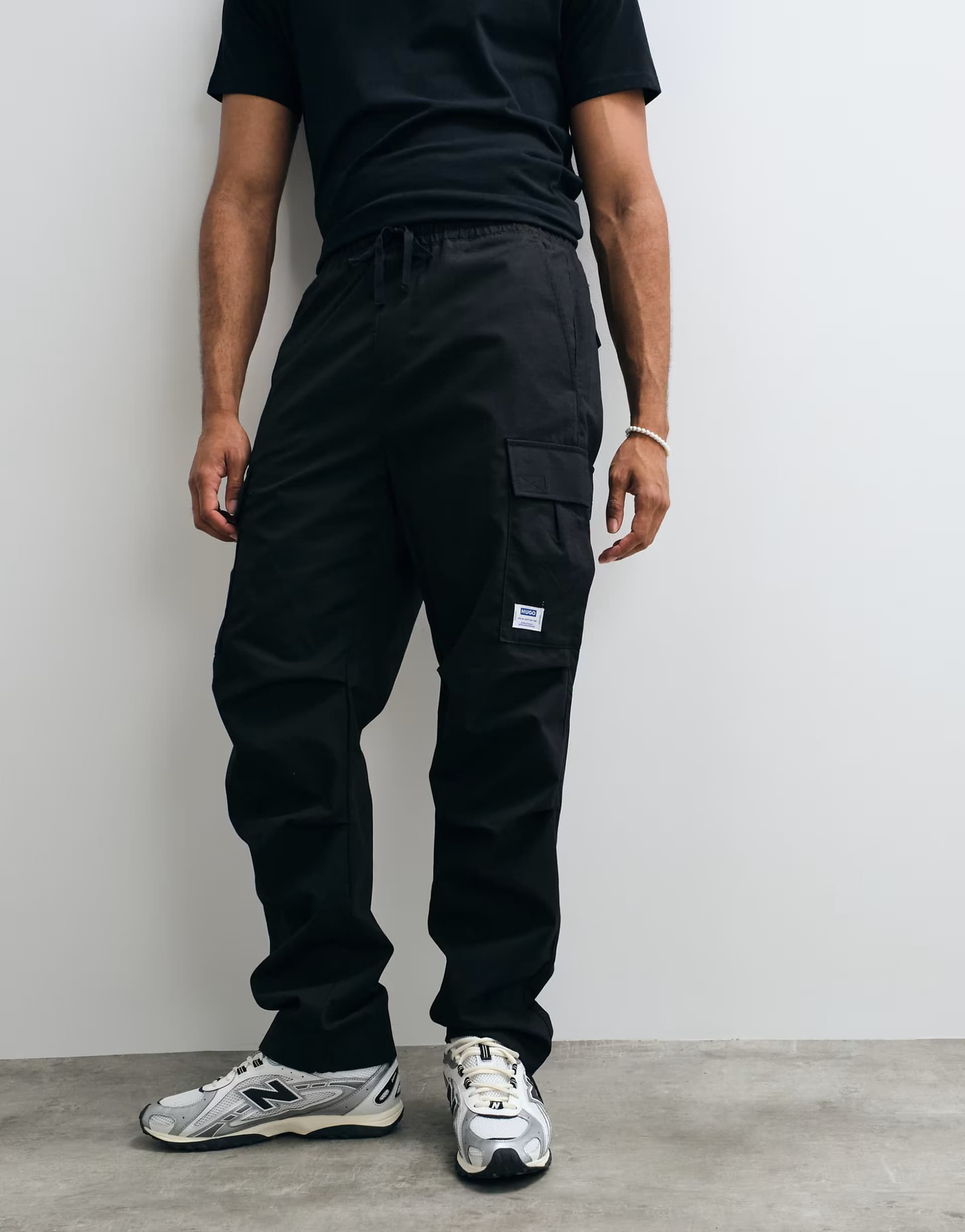 ASOS HUGO Blue Gadic relaxed fit cargo trousers in black