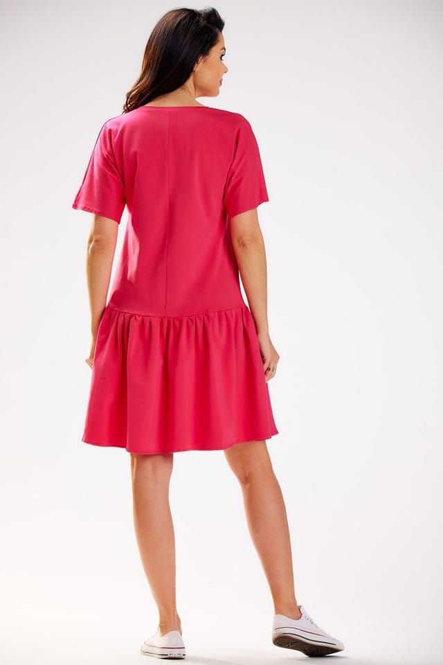 Love Lace Love Lace Women's Loose Short Sleeve Ruffle Hem Dress Style 181261 in Pink - 3