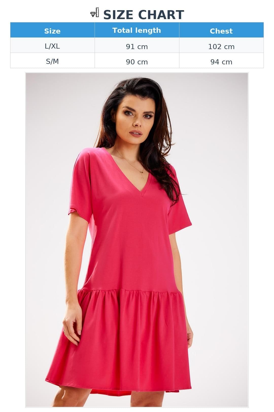 Love Lace Love Lace Women's Loose Short Sleeve Ruffle Hem Dress Style 181261 in Pink - 4