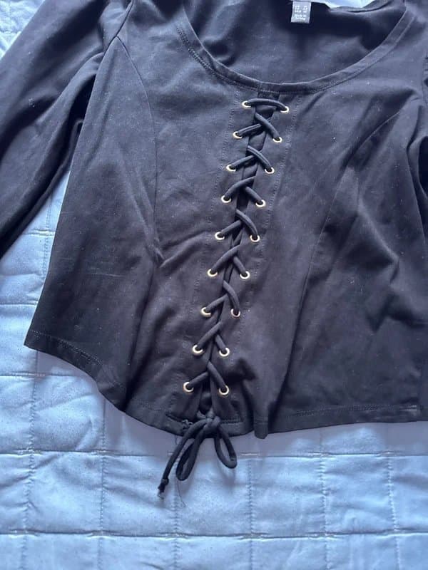 New Look New Look Tie Lace Front Long Sleeve Top Size 16