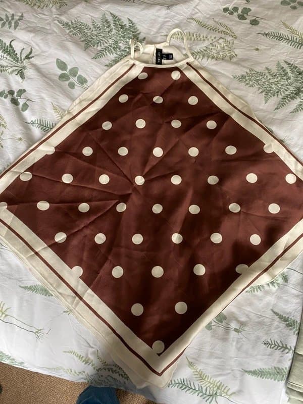New Look Brown spotty satin hanky top