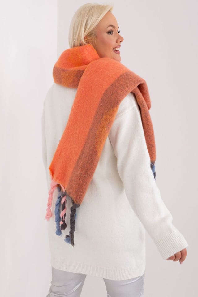 Love Lace Love Lace Women's Autumn Winter Decorative Striped Tassel Long Scarf Polyester in Orange - 3