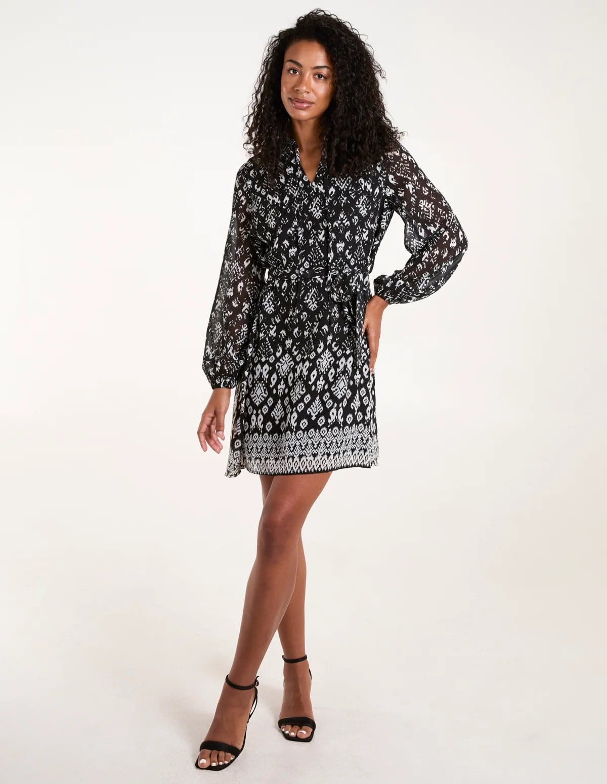 Tie Neck & Waist Mini Smock Dress