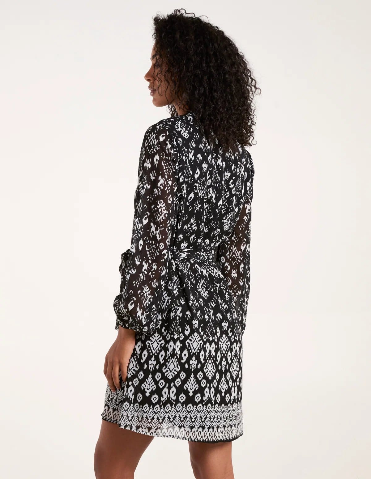 Blue Vanilla Tie Neck & Waist Mini Smock Dress - 4