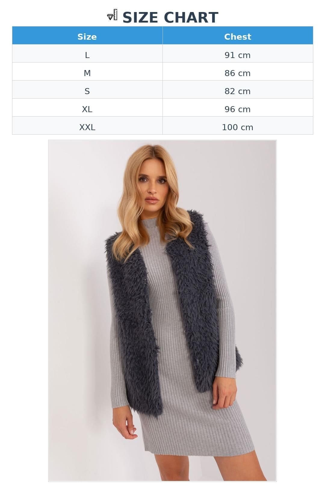 Love Lace Love Lace Women's Breathable Faux Fur Polyester Gilet Vest in Grey - 4