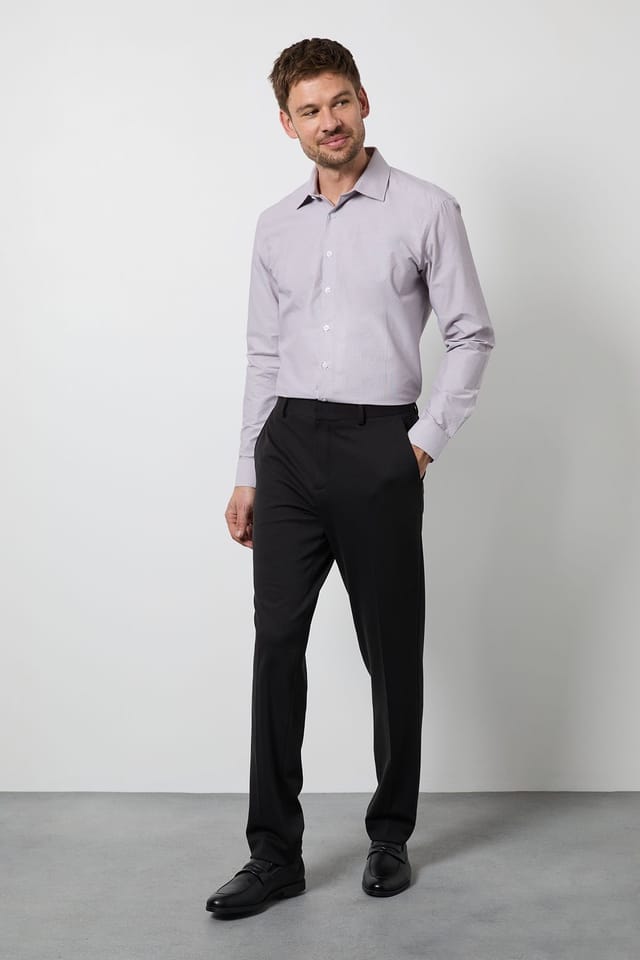 Burton Burton Men's Pink Textured Easy Iron Slim Fit Long Sleeve Shirt - 2