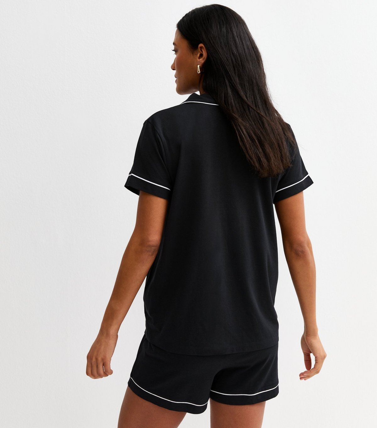 New Look Women's Maternity Black Jersey Revere Collar Pyjama Shorts Set New Look - 4