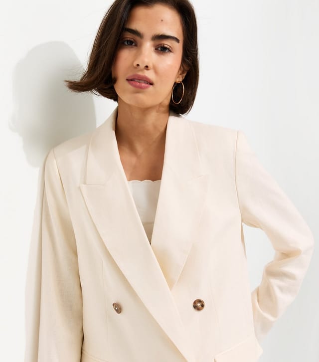 New Look Women's Off White Linen Blend Blazer New Look - 2