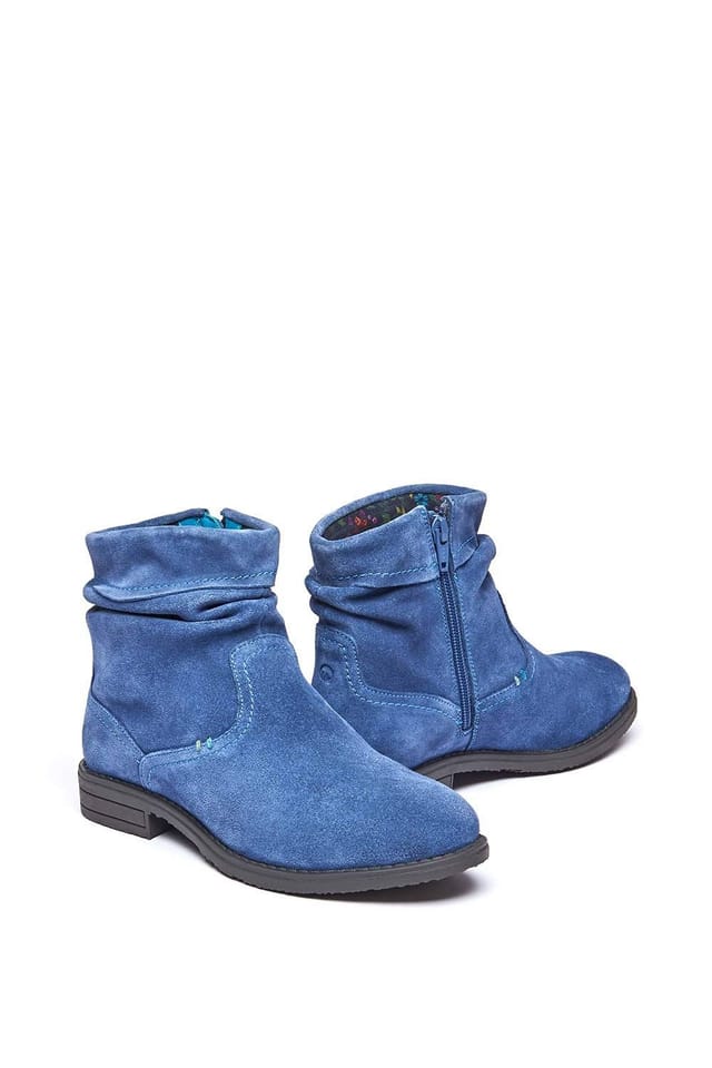 Moshulu Moshulu Women's 'Pipistrelle 3' Ruched Suede Pixie Ankle Boots in Mid Blue - 2