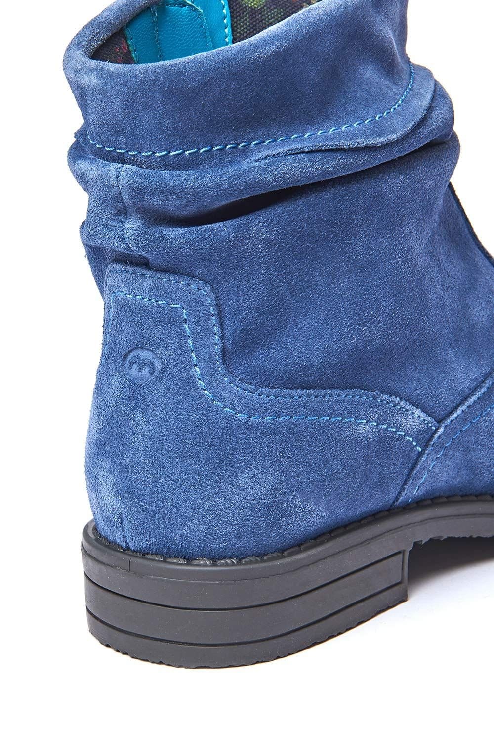 Moshulu Moshulu Women's 'Pipistrelle 3' Ruched Suede Pixie Ankle Boots in Mid Blue - 4