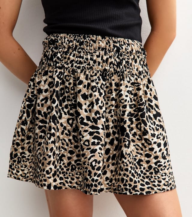 New Look Women's Brown Leopard Print Shirred Waist Mini Skirt New Look - 2