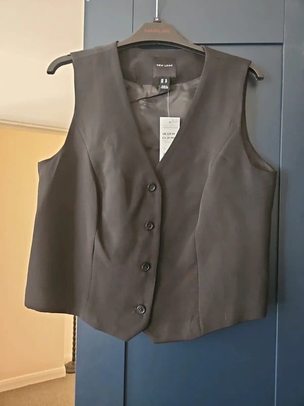 New Look Black Polyester Sleeveless Waistcoat
