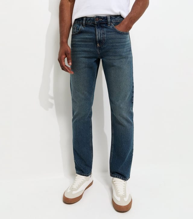 New Look Men's Blue Regular Straight Leg Jeans New Look - 2