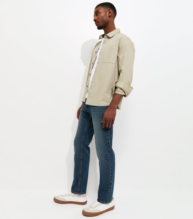 New Look Men's Blue Regular Straight Leg Jeans New Look - 3