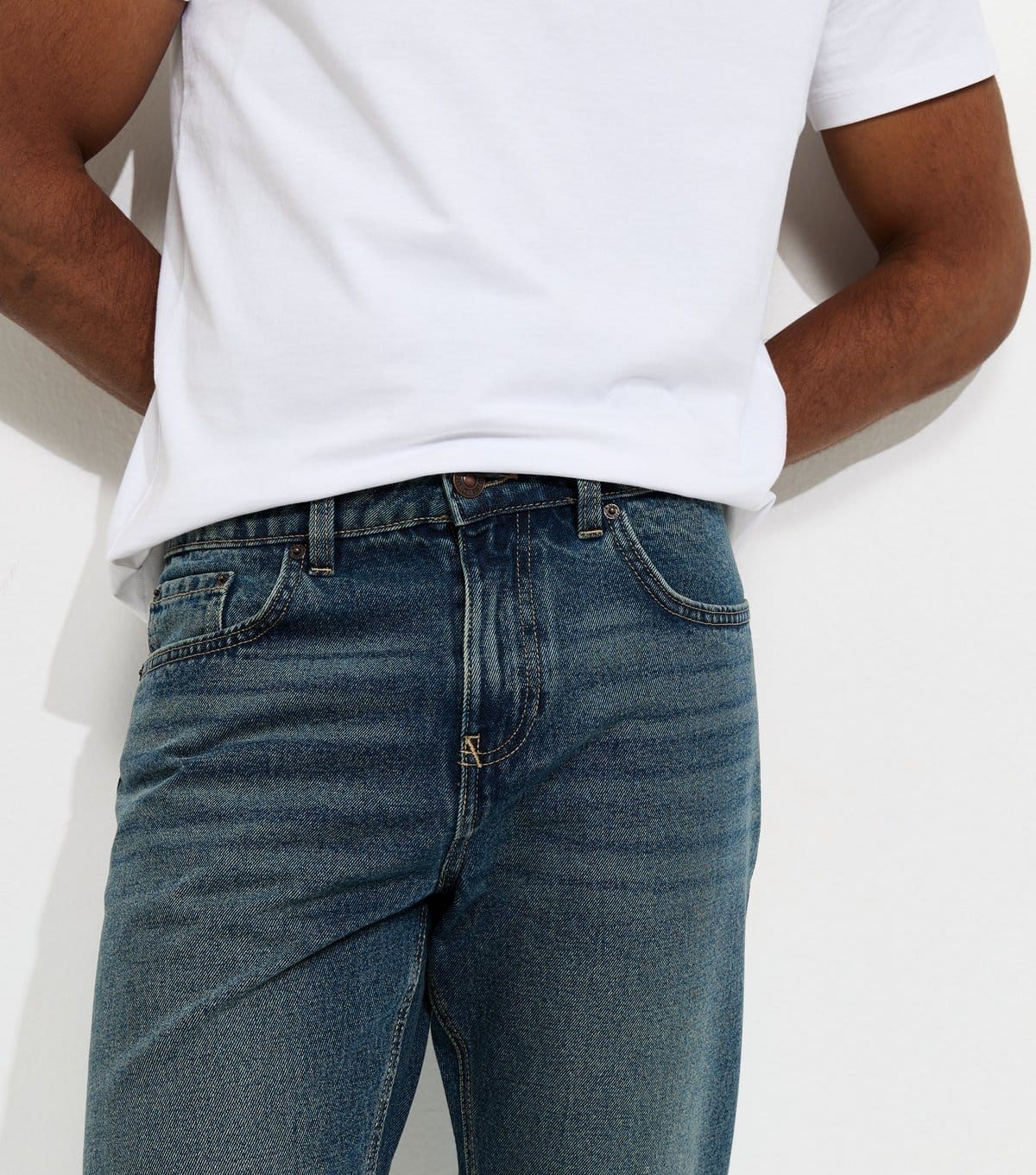 New Look Men's Blue Regular Straight Leg Jeans New Look - 4