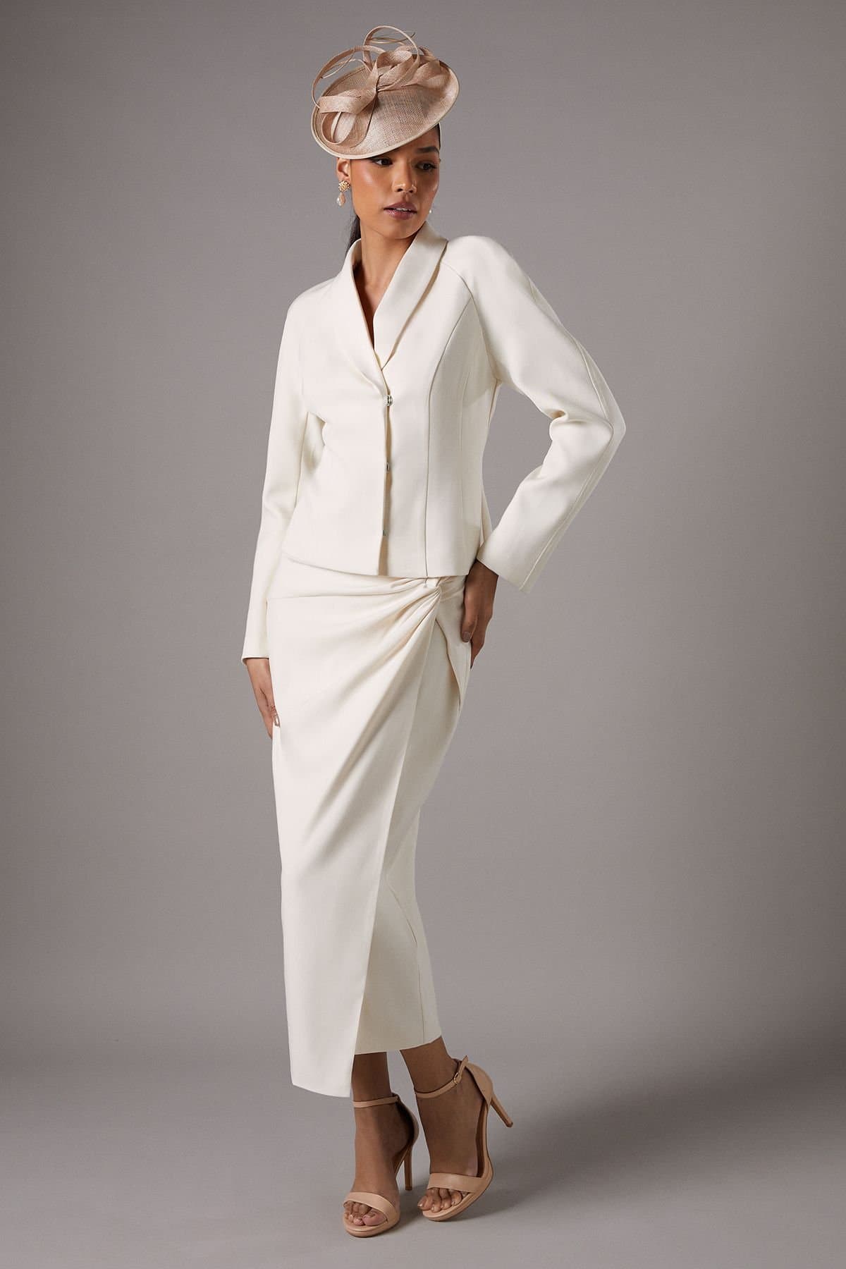 Coast Coast Ivory Crepe Wrap Skirt for Women