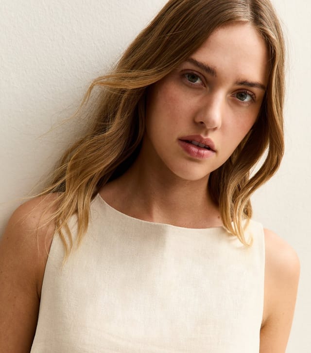 New Look Women's Stone Linen Blend Tie Back Mini Dress New Look - 2