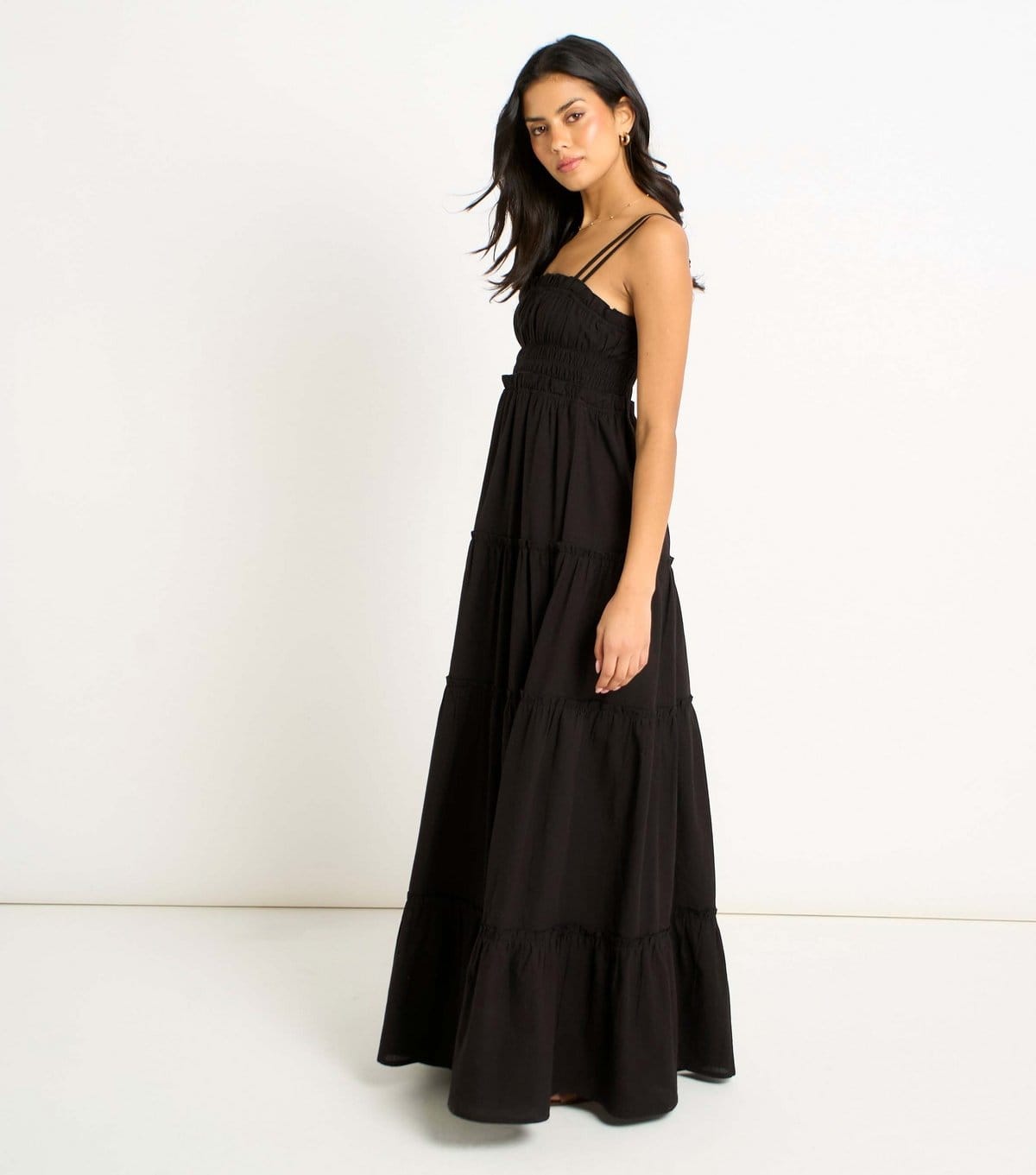 Gini London Women's Black Double Strap Flared Maxi Dress Gini London New Look - 4