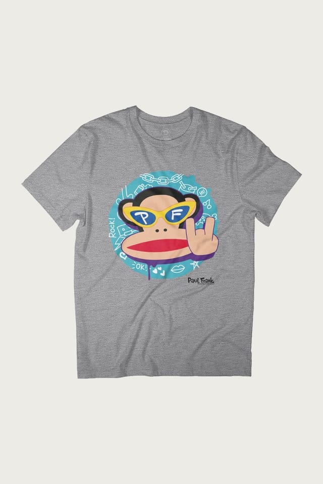 Paul Frank Paul Frank Men's Cool Julius The Monkey Devil Horns T-Shirt in Mid Grey - 2