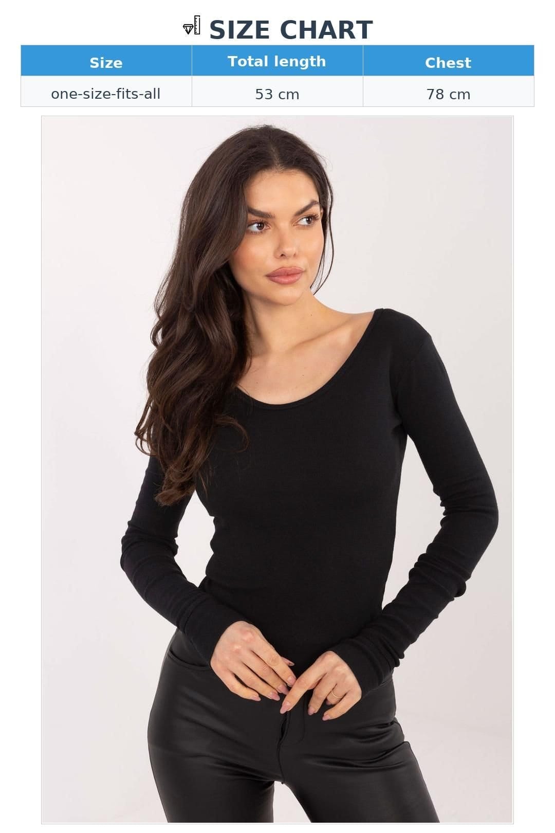 Love Lace Love Lace Women's Fitted Long Sleeve Round Neck Cotton Blouse in Black - 4