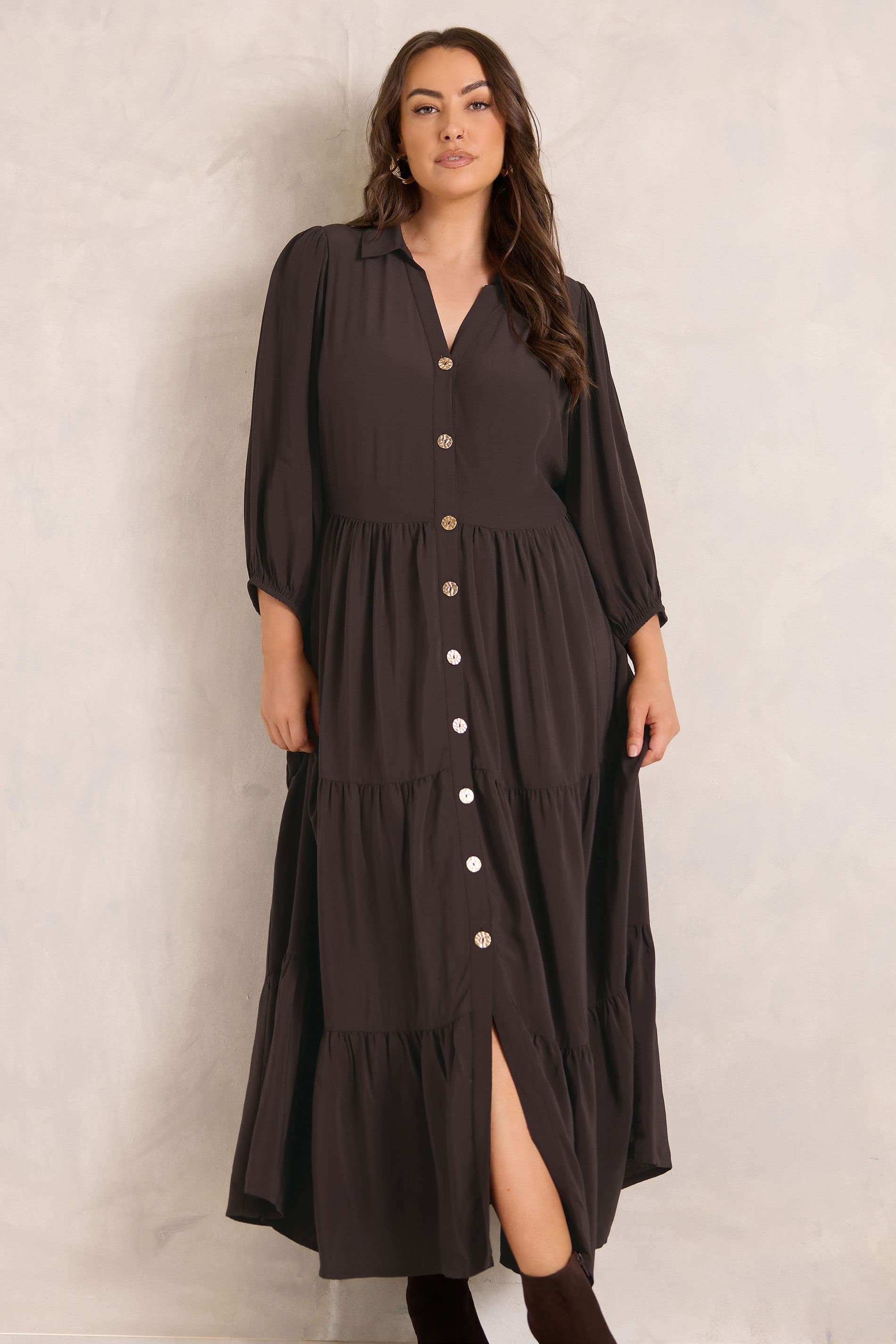 Evans Evans Women's Tiered Maxi Dress in Brown