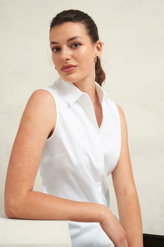 Hobbs London Hobbs London Women's Vic Sleeveless Shirt in White - 3