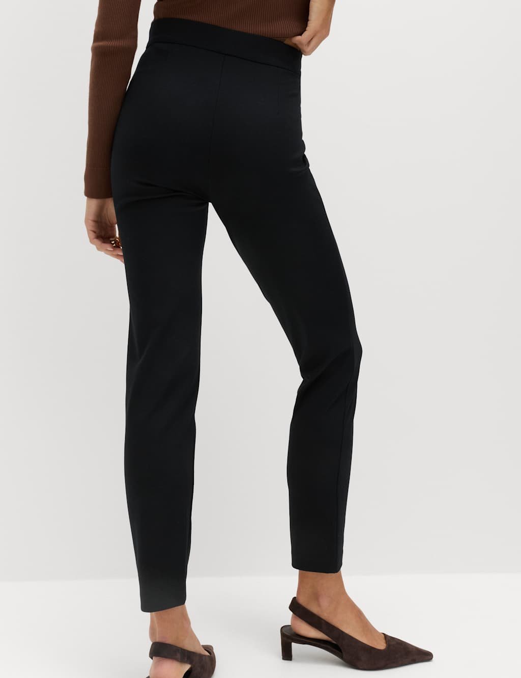 Marks & Spencer M&S Jersey Slim Fit Ankle Grazer Trousers Black - 2