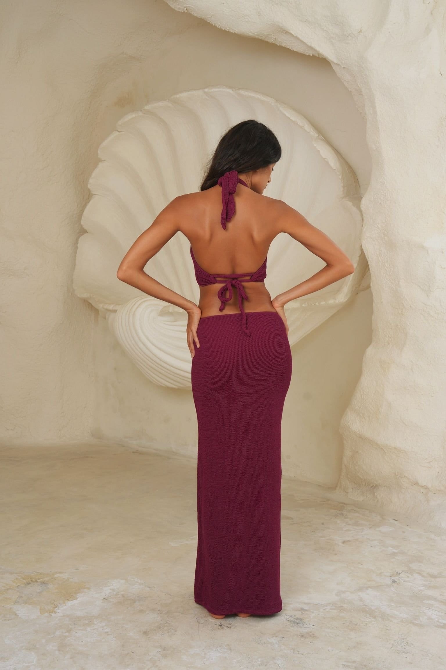 Moda Minx Moda Minx Women's Sevan Scrunch Maxi Dress in Burgundy - 4