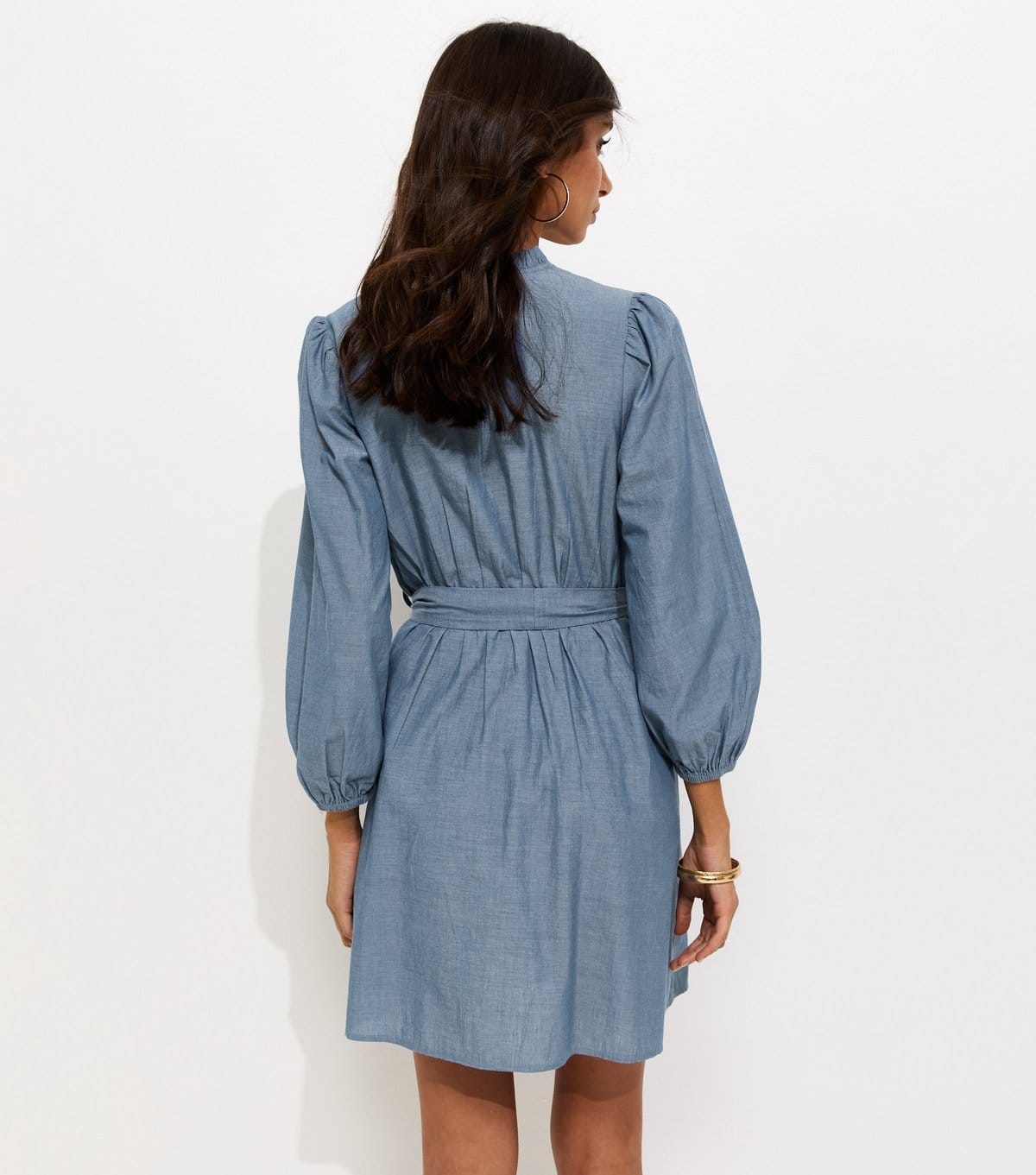 New Look Women's Light Blue Chambray Embroidered Smock Mini Dress New Look - 4